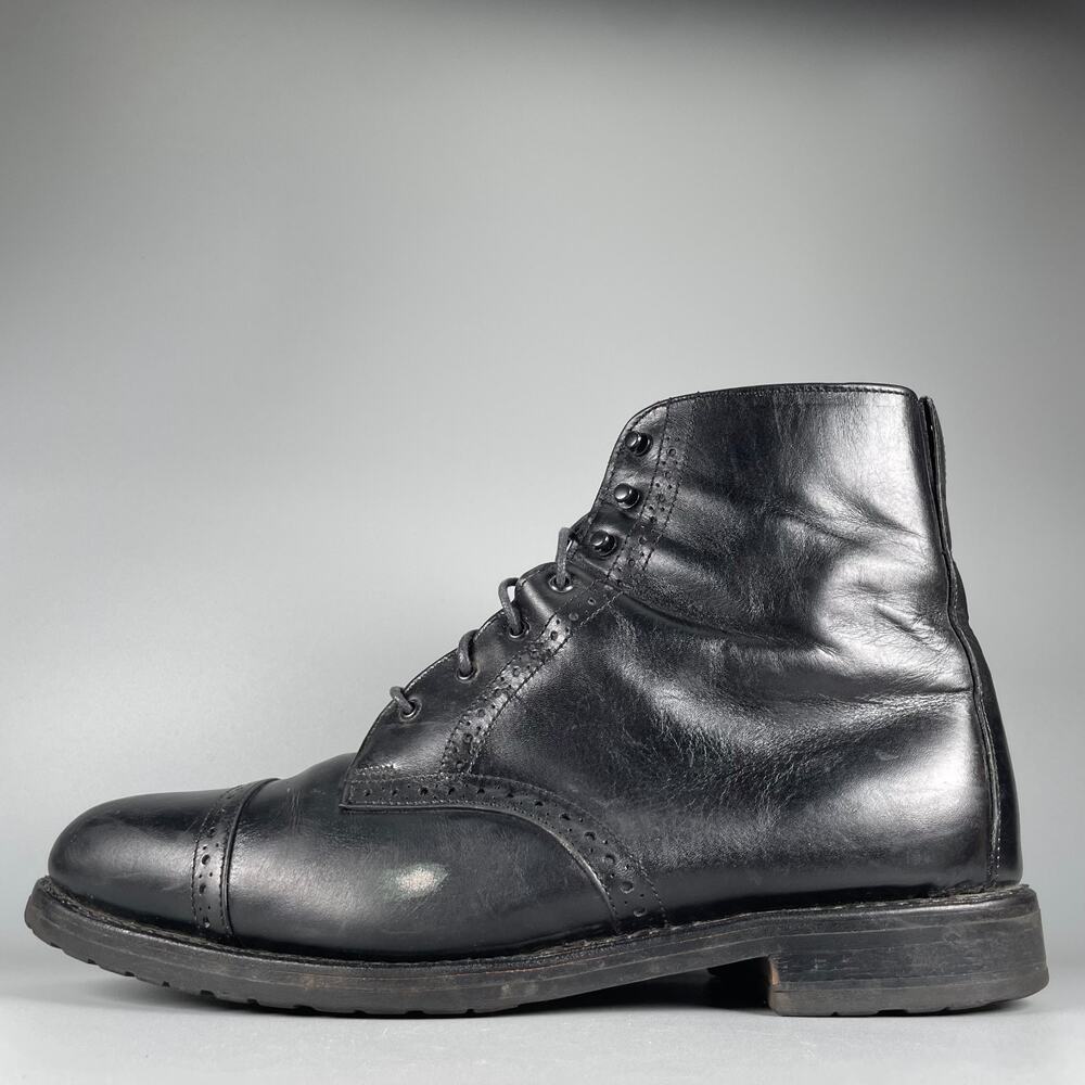 Allen Edmonds Bayfield Men's 10 D Black Leather Brogue Cap Toe Dress Boot Casual